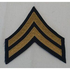US Army Corporal E4 Chevron Patch Gold on Blue Dress Uniform Surplus USGI NOS